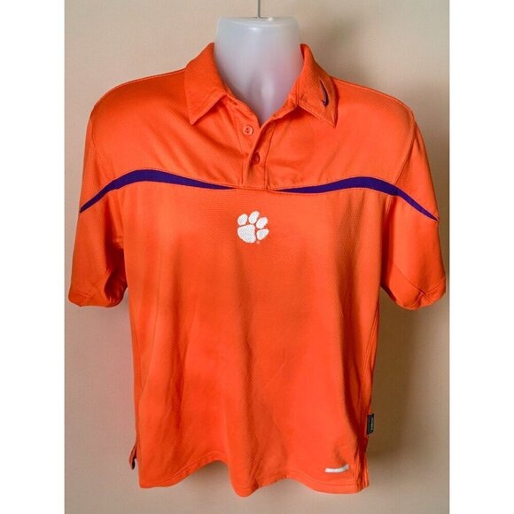 Nike Team Authentic Sphere Dry Polo Shirt Mens Small Orange Clemson Tiger Logo - Picture 9 of 9